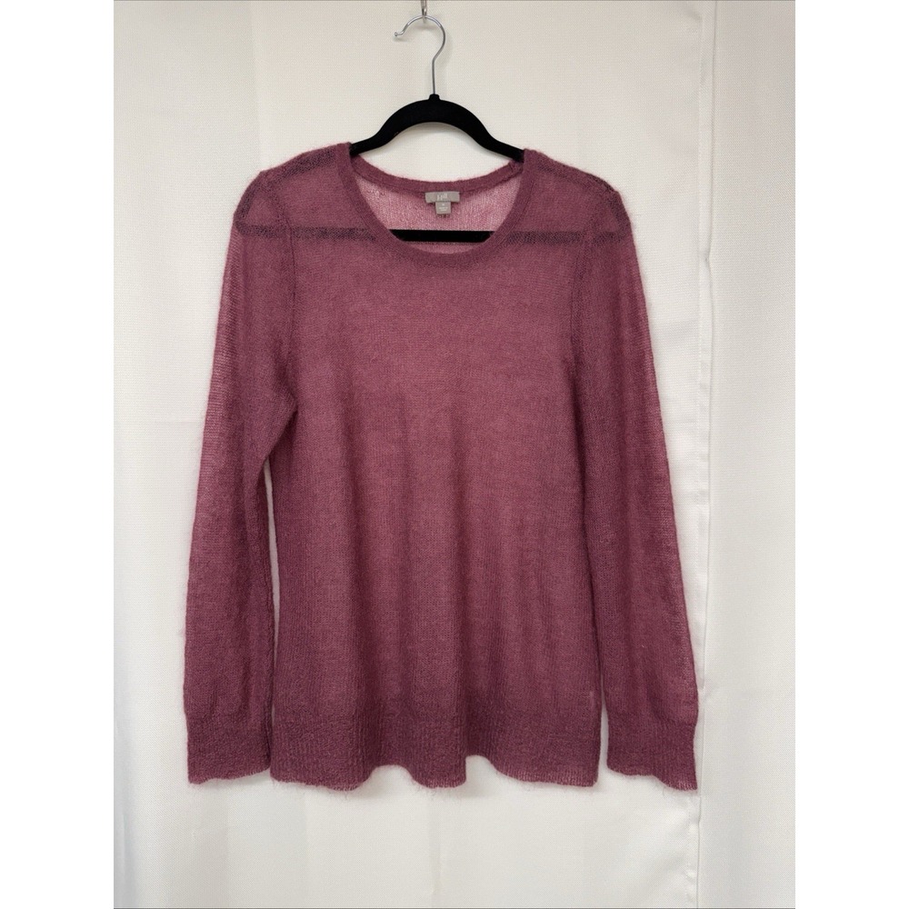 J. JILL Mohair Wool Sheer Scoop Neck Sweater Sz M Mauve Loose knit Lightweight